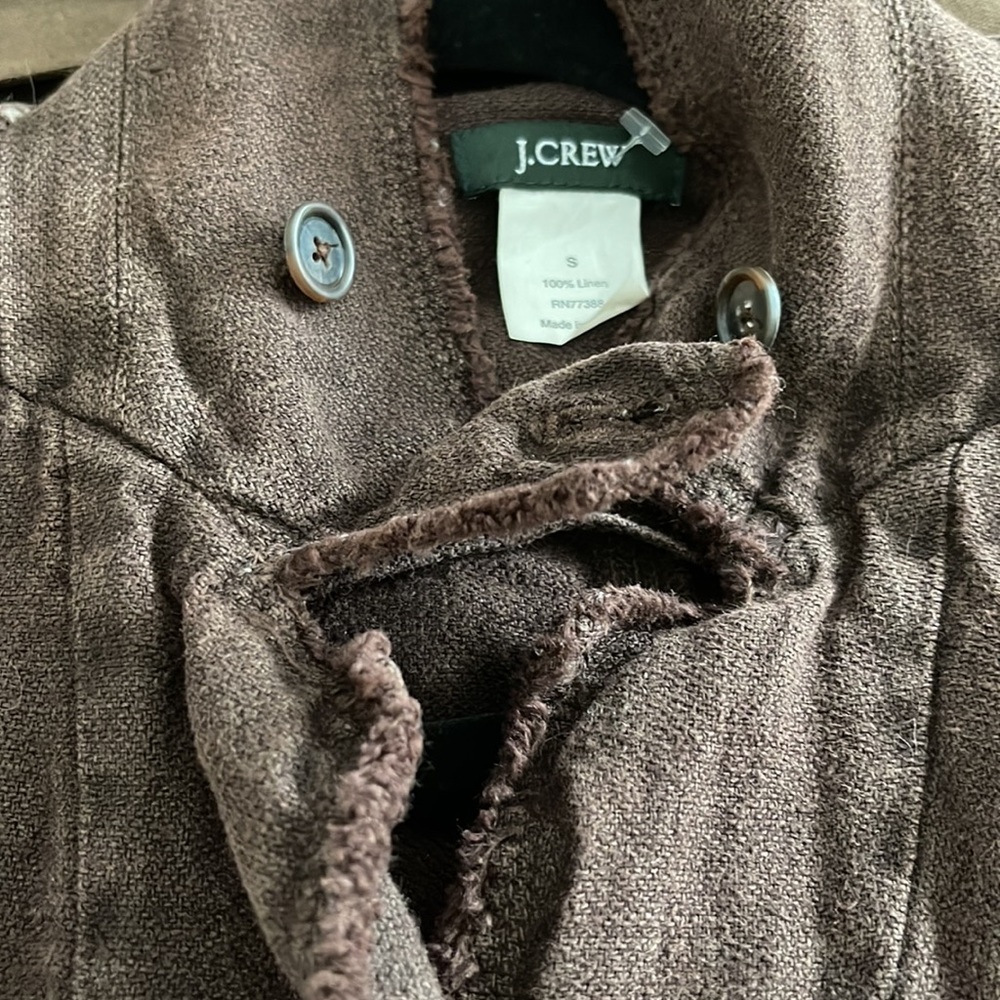 J. Crew 100% Linen Brown Distressed Jacket - Picture 11 of 12